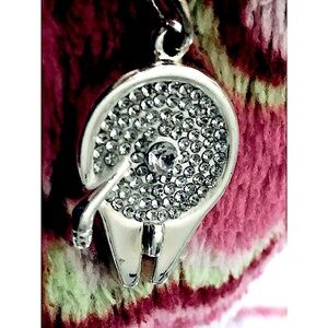 RARE Silver Star Wars LFL Pandora Disney Millennium Falcon CZ Gem Pendant